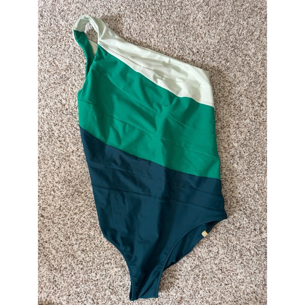 Summersalt Green and Blue One Piece Swimsuit Asymmetrical Design